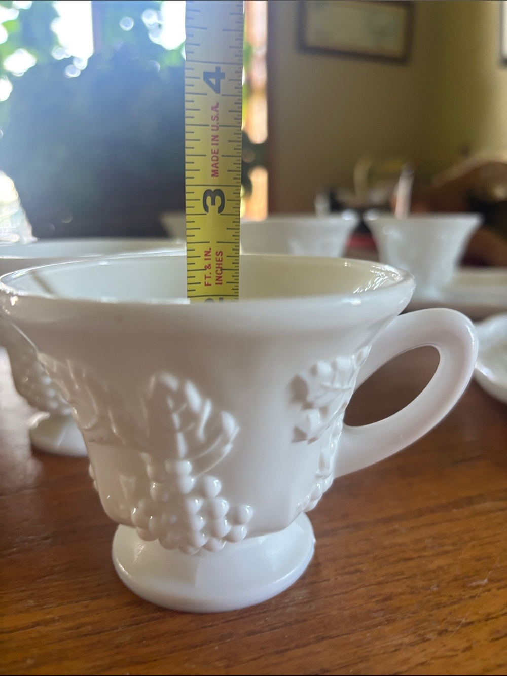 Vintage Indiana Glass Set of 6 Harvest Grape pattern white milk glass snack set - Picture 12 of 13